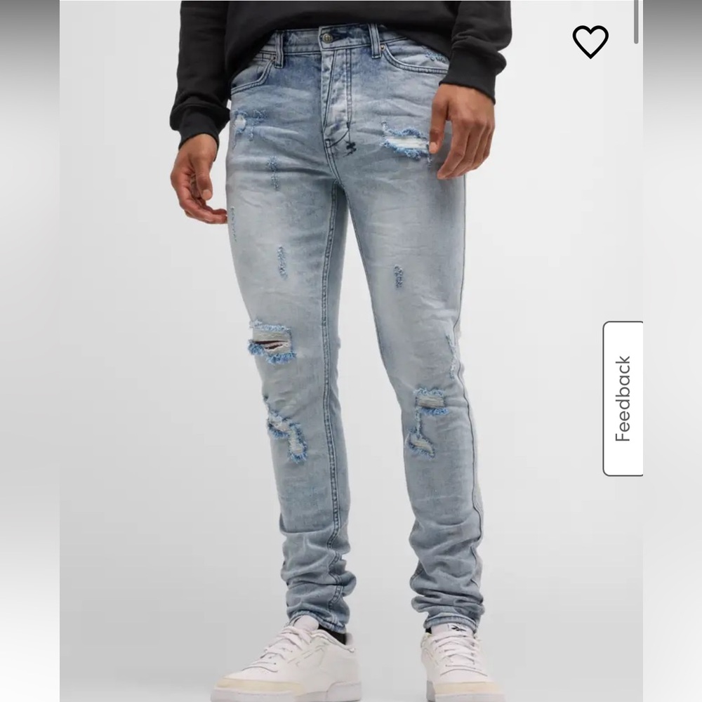 Ksubi Light Blue Distressed Slim Jeans